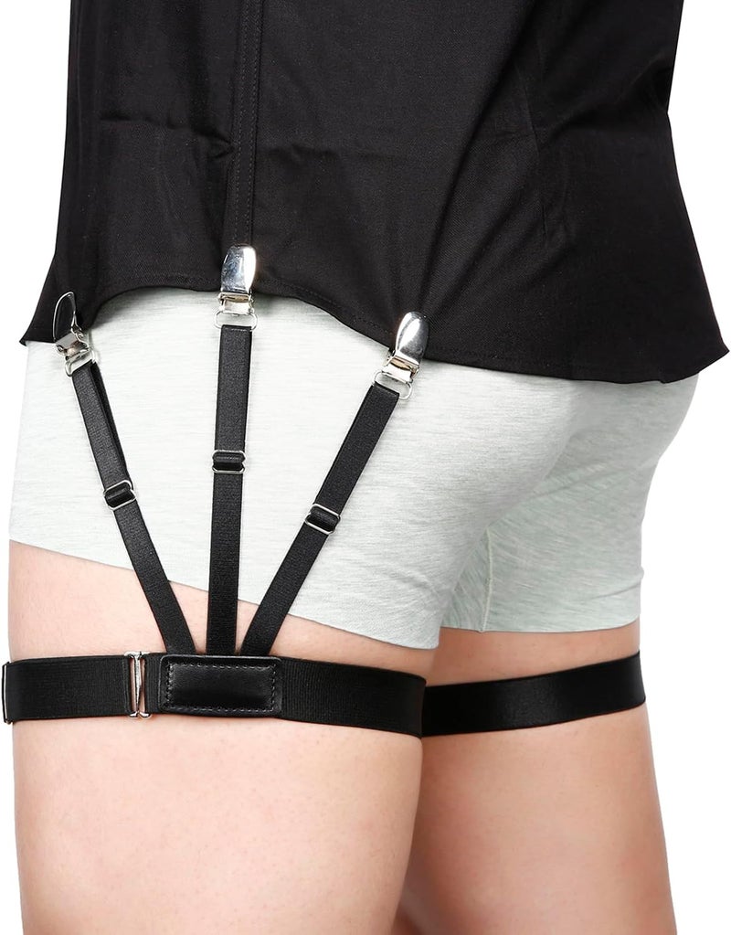 Kedofe Mens Shirt Stays Upgrade Adjustable Elastic Garter Military Shirts Holder with Non-slip Locking Clamps - Image 1